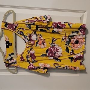 IZ Byer yellow floral cold shoulder